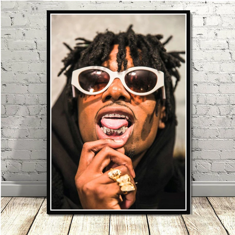 Плакатный принт, новинка,, Playboi Carti Die Lit, реперская музыка, Звездный альбом, картина маслом, холст, настенные художественные картинки, гостиная, домашний декор - Цвет: Тёмно-синий