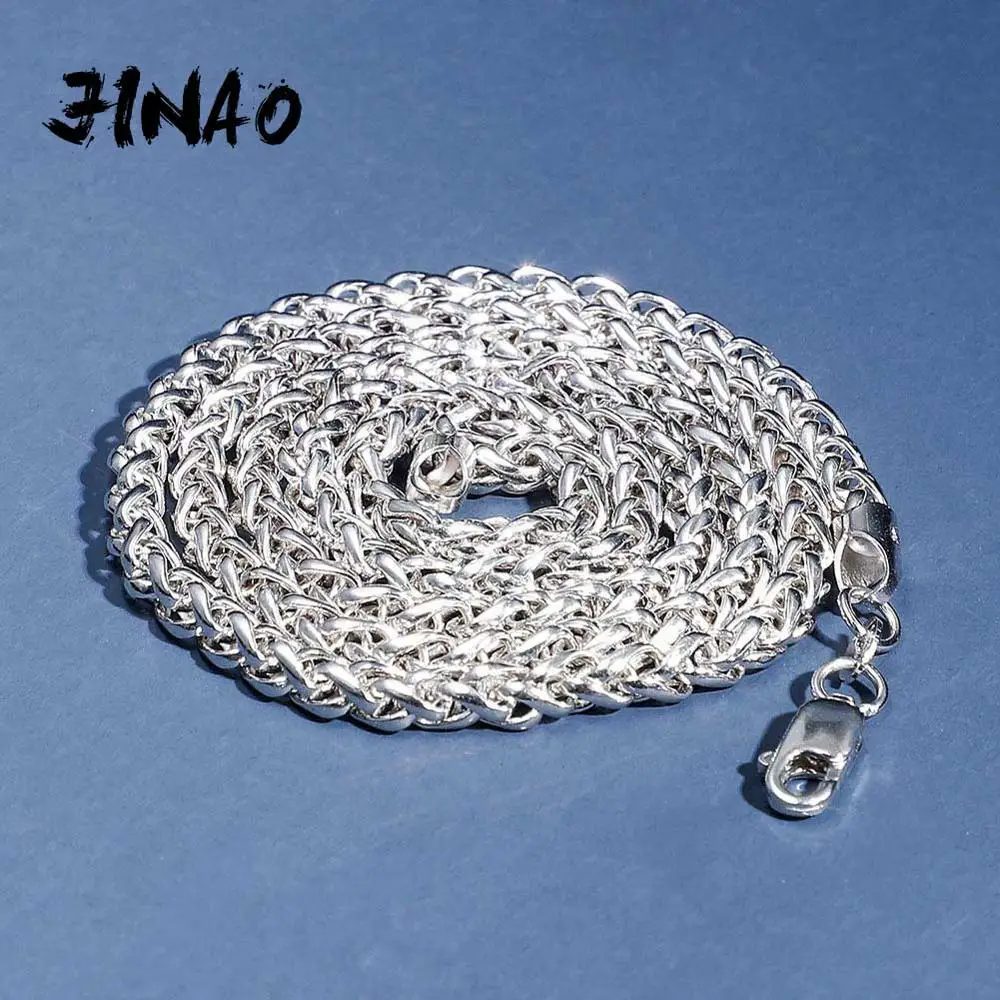 JINAO Новая мода 925 стерлингового серебра мужское ожерелье Bling Iced Out хип хоп Рок