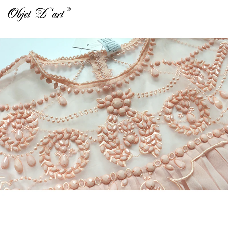 Элегантный Для женщин Платья для женщин Марка Vestidos мода абрикос короткий рукав Кружево плиссированные шифоновые Вы