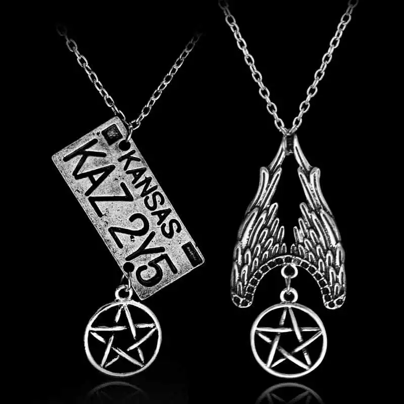 Ожерелье со сверхъестественной пентаграммой Кастиэль крылья ангела винтажная