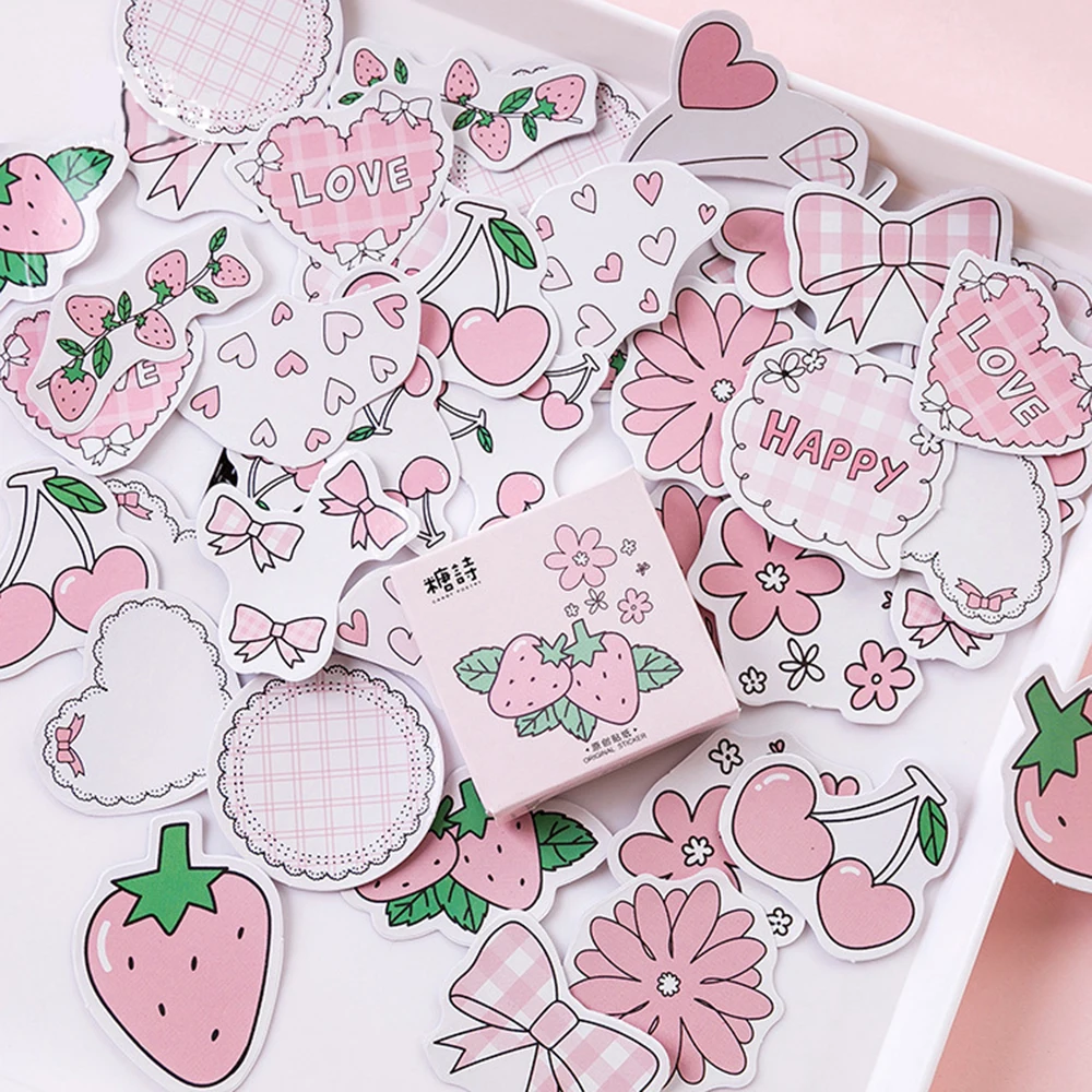 1 шт Kawaii милые Клубничные мини коробки декоративные наклейки из бумаги васи