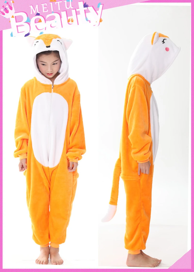 Kigurumi Onesie/Детские пижамы с пандой; детские комбинезоны единорог с рисунками животных; зимняя одежда для сна для мальчиков и девочек; детская пижама