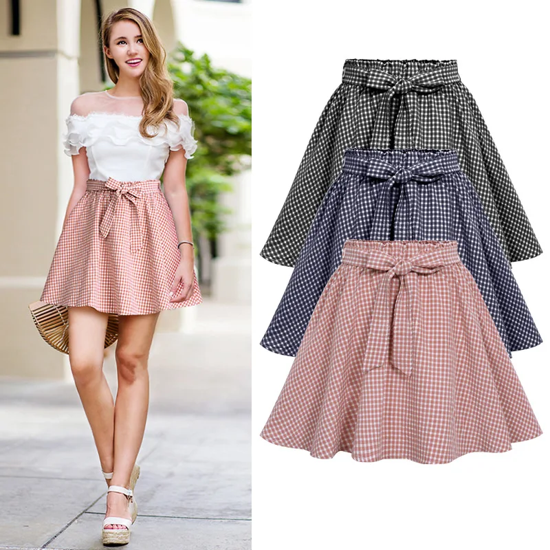 

2019 Hot High Waist Vintage Large Size Cotton Womens Skirt Summer Autumn Fashion Plus Size Midi Female Skirts Size M-6XL
