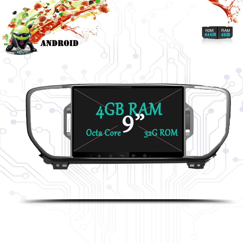 Android 9 0 4G + 64G дюймов 2Din gps автомобильное радио для KIA sportage 2016 2017 2018 KX5 2019 DVD