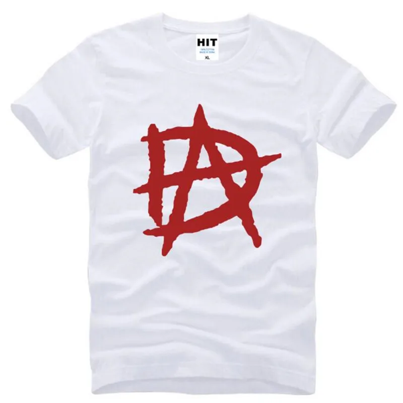 Амвросий DA логотип печатается футболки Для мужчин Летний стиль короткий рукав