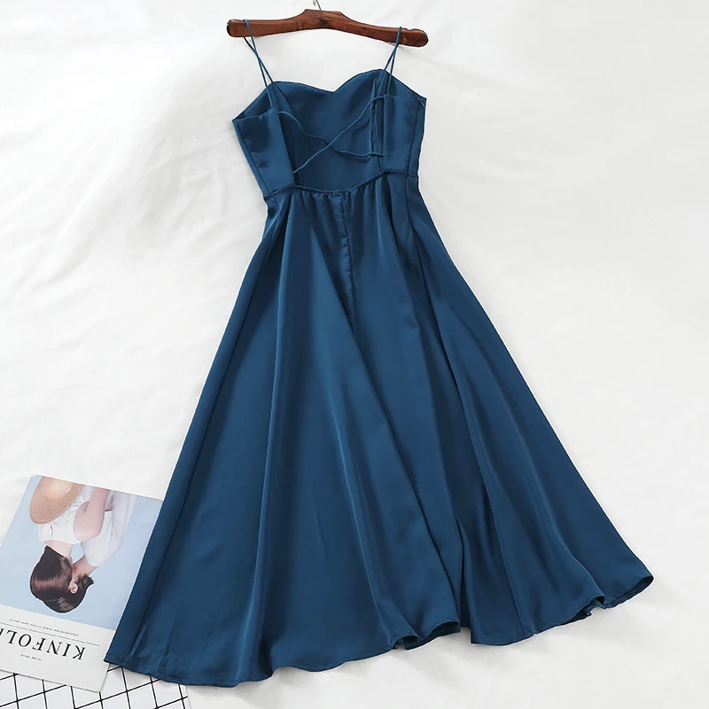 Женское длинное платье на бретельках Zqlz однотонное винтажное вечернее с