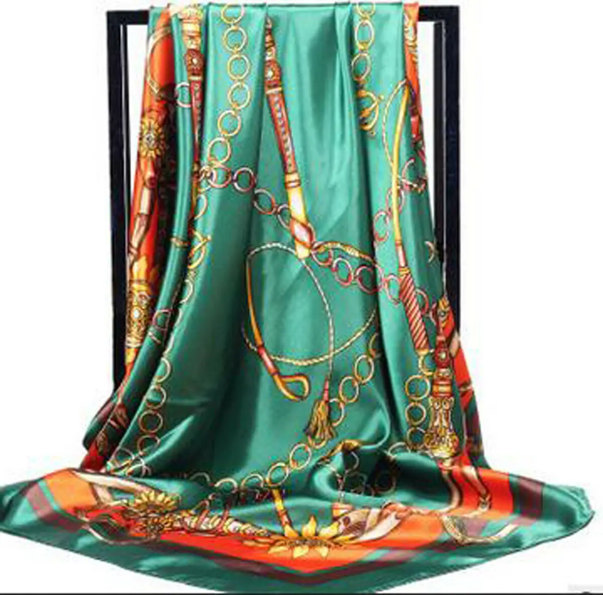 Новый женский шелковый шарф с принтом большой квадратный атласный платок 90*90 см