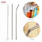 Многоразовая Питьевая соломенная металлическая соломинка из нержавеющей стали с чистящей щеткой для кружек Sraight соломинка с изгибом аксессуары для кухонного бара