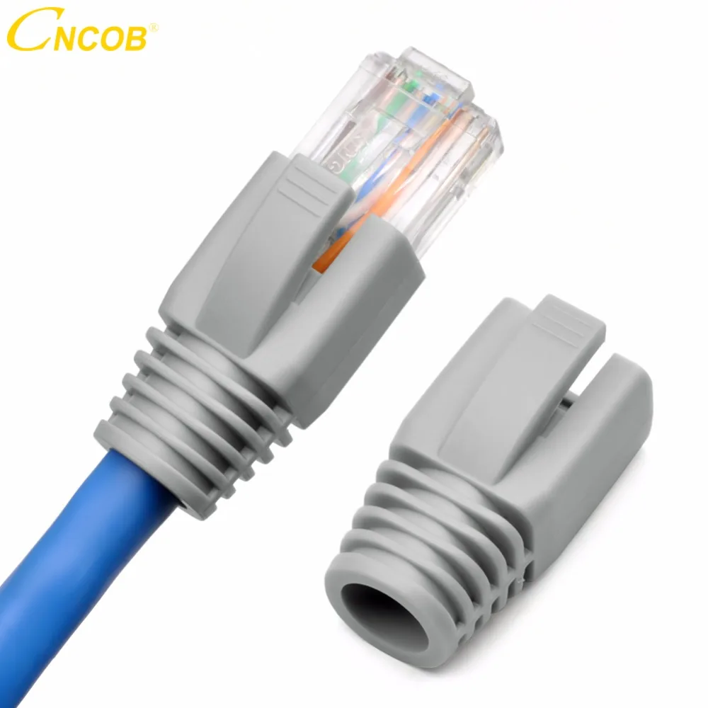 CNCOB 100PCS RJ45 Connector Cap cat6 cat6a cat7 Multiple Sheathed Ethernet Cable Grey for Network Connector Aperture 8.5mm