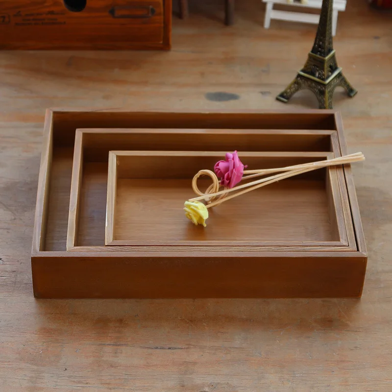 Бамбуковая тарелка ручной работы 2 шт./лот винтажный чайный поддон из твердой