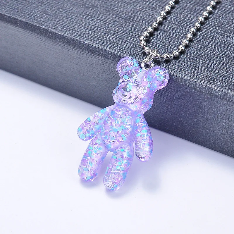 Милые девушки мультфильм Bling медальон в виде медведя Ожерелье для женщин Бусы