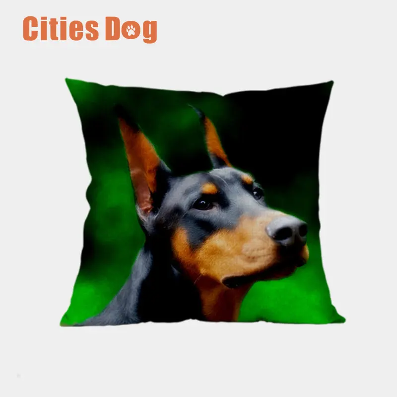 Декоративные подушки для животных, собак, cojines, льняные подушки Doberman Pinscher 45 см, диванные подушки для автомобиля - Цвет: R