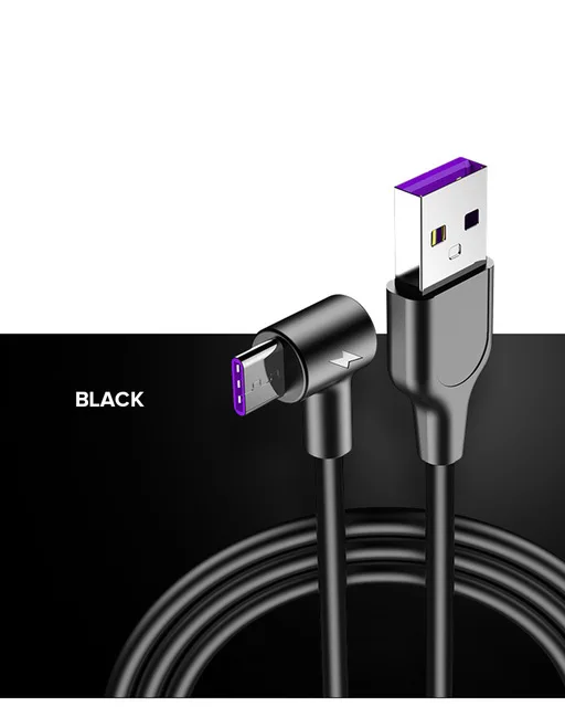 Black Usb type-C зарядный кабель для телефона type-C Usb Kablo для huawei P20 P30 P10 mate 20 Pro Honor 10 9 20 5A супер зарядный кабель 2 метра - Цвет: Black