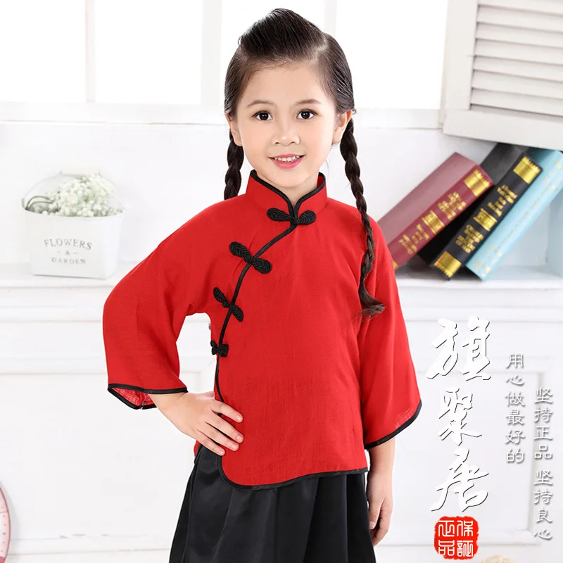 

3-8 Years Girls Pink Red Dress Spring Autumn Lace Layered Chinese Style Princess Dresses Qipao Traditional Embroidery Costumes