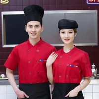 new style chef male short sleeved overalls houchu cooking canteen cake roaster chef clothing chef uniform