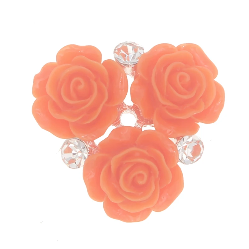 Orange flower 10 шт. 28 мм Стразы в виде цветов, пуговицы из смолы, розовая кнопка, камни и кристаллы, ювелирные изделия, Пришивные акриловые драгоценные камни, аппликация из страз - Цвет: Orange flower