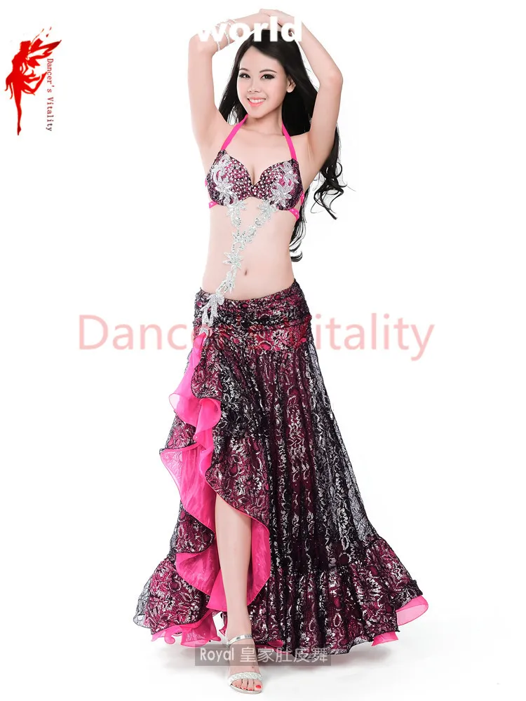 2017 Женский костюм для танца живота бюстгальтер декорированный камнями + атласная