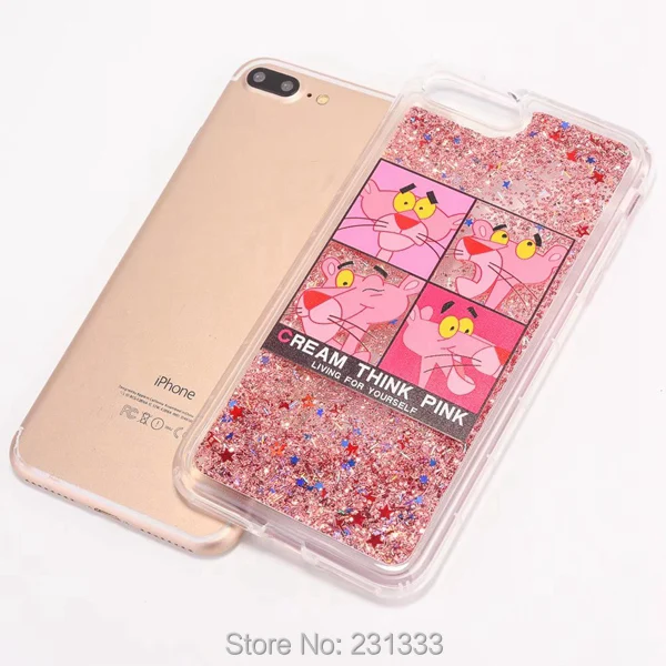 Мягкий чехол из ТПУ с жидким зыбучим песком и розовой пантерой для Iphone 6 S I6 Iphone6