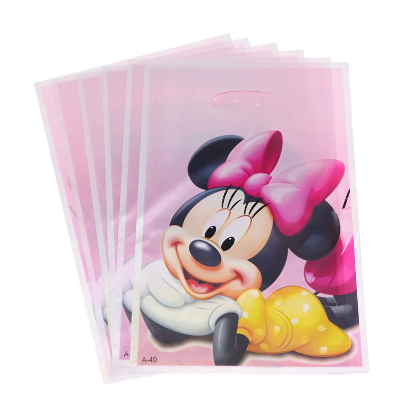 gift bag 12pcs Тема Минни Мауса наборы посуды вечерние украшения на день рождения для девочек торт Топпер одноразовые вечерние принадлежности украшение дома - Цвет: gift bag 12pcs