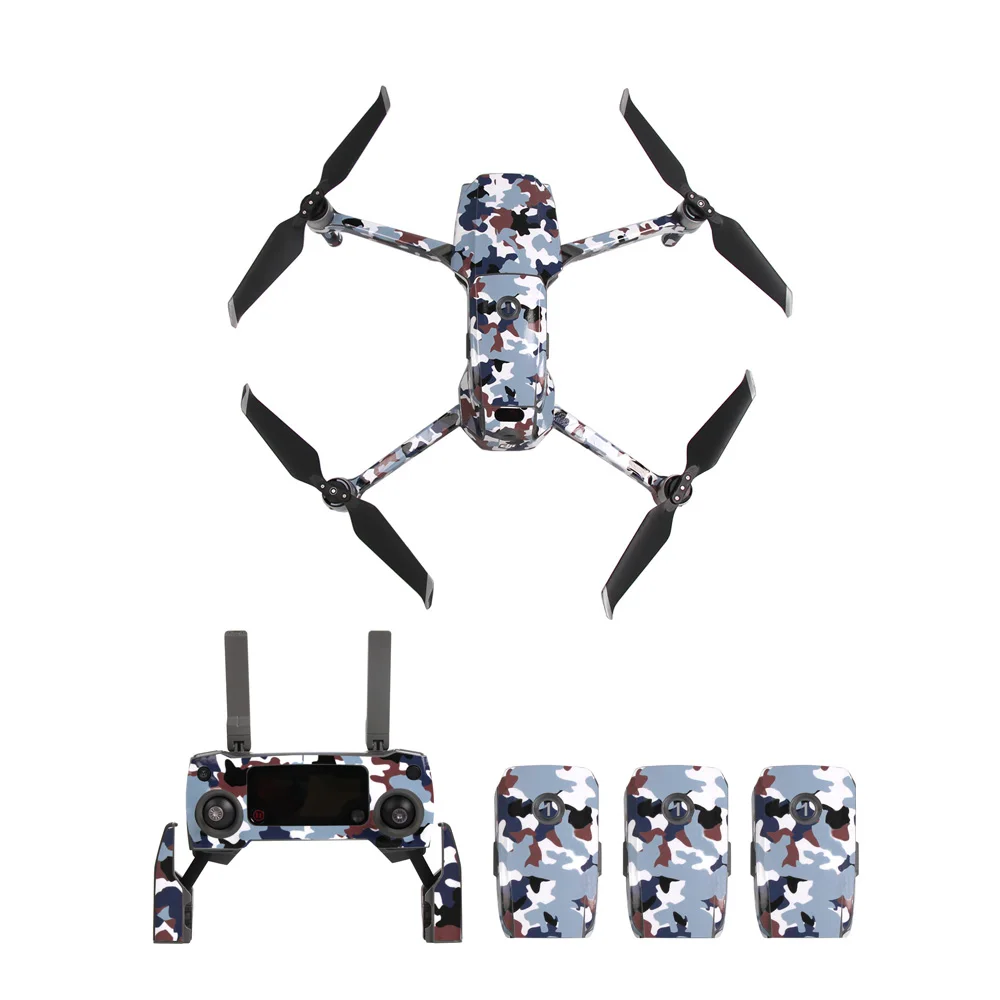 Синий камуфляж ПВХ наклейка на кожу для DJI Mavic 2 Pro и Zoom Дрон корпус + пульты