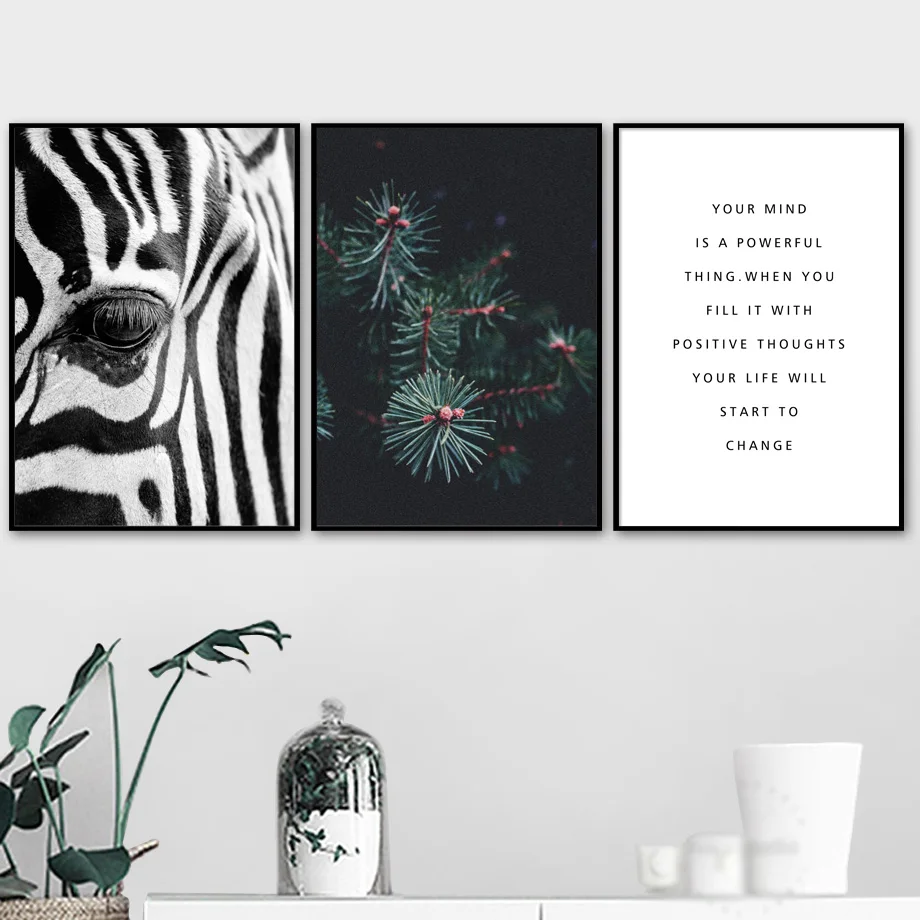 

Zebra Pine Branch Quote Wall Art Canvas Painting Nordic Posters And Prints Canvas Art Animal Wall Pictures For Living Room Decor
