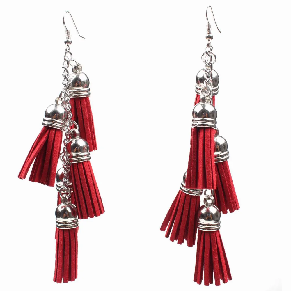 Клэр Цзинь замша ткань кисточки цинковый сплав женские Богемские серьги