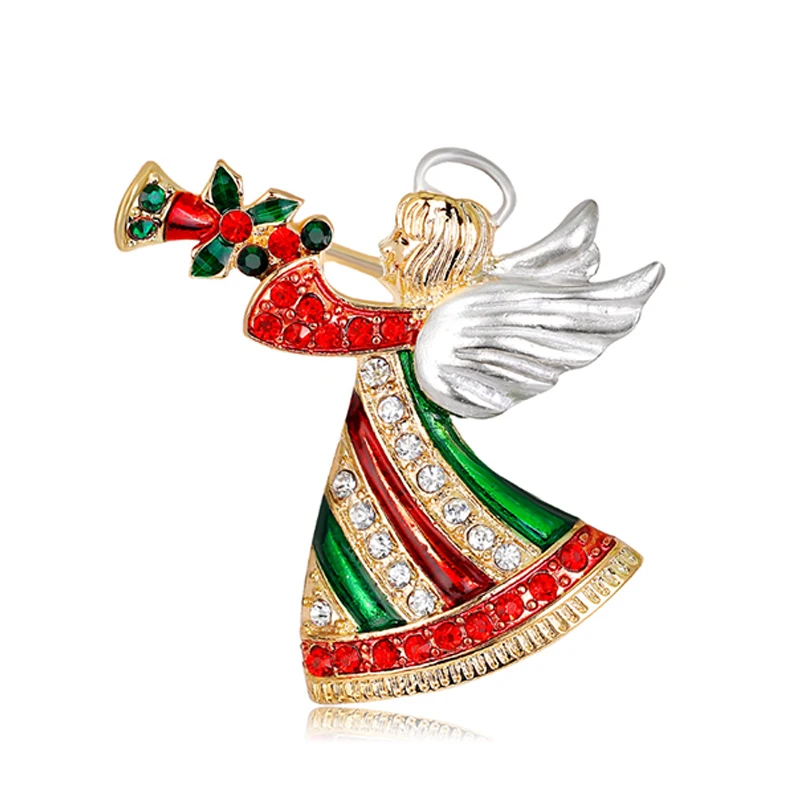 

50 шт./лот Красочные Стразы преданность Рождественский ангел с брошь с крыльями украшения ювелирные изделия для подарка/вечерние