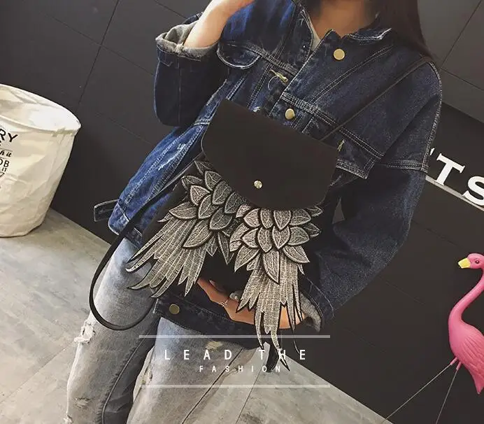 Женский рюкзак с крыльями willsrain черный хорошего качества уникальным дизайном angel