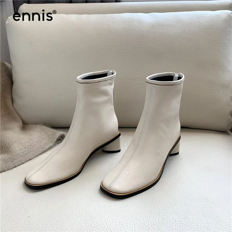 ENNIS/; Модные ботильоны; женские ботинки из натуральной кожи; обувь с круглым носком; ботинки из мягкой кожи; женские осенние повседневные ботинки; A951