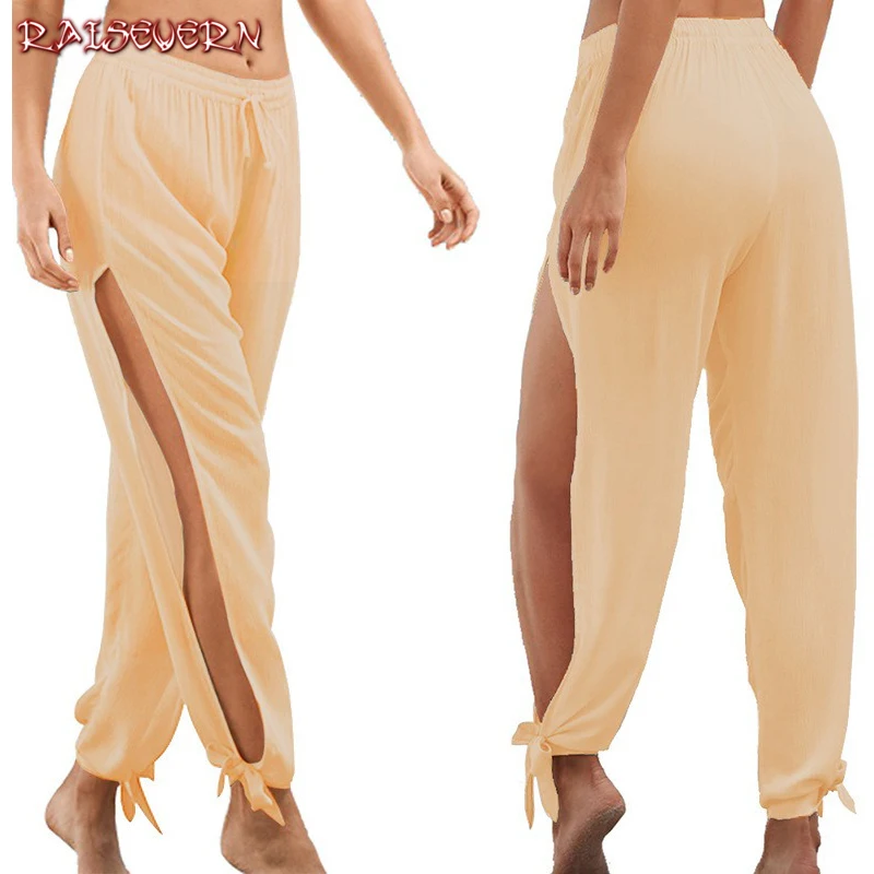 

RAISEVERN 2019 New Sexy Harem Black High Waist Sport Leggings Loose Split Dance Overalls Fitness Gym Clothing Running Pants