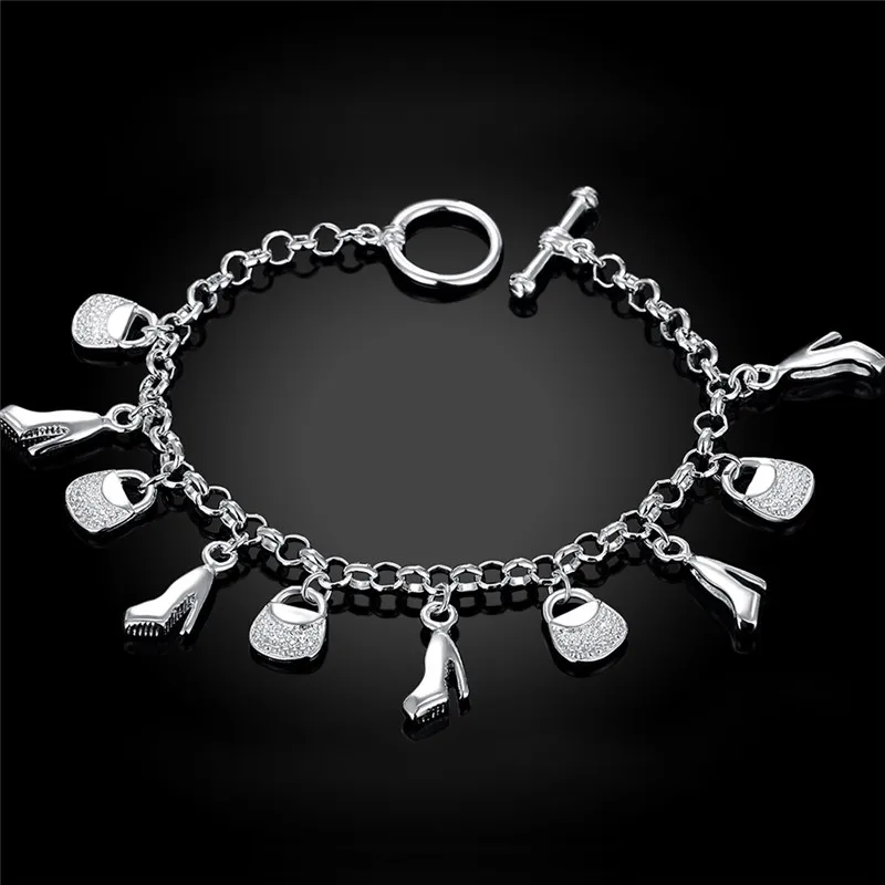Charm Bracelet Trendy Shoes Bag Lock Design for Women Tension Setting Wedding Mother's Day Gift Pulceras Para Mujer | Украшения и