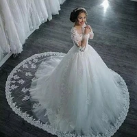 vestido de noiva custom made wedding dress o neck zipper back beads ball gown bridal gown robe de soiree