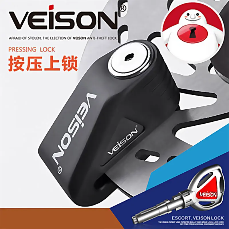 VEISON New Security Protect Anti Motorcycle Thief Electric Motobike Bike Motocross Scooter Wheel Brake Disc Lock Zinc Alloy DX9 |