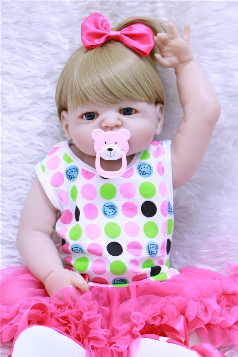NPKCOLLECTION 55cm Full Silicone Reborn Girl Baby Doll Toys Realistic Newborn Princess Babies Lovely Birthday Gift bonecas | Игрушки и