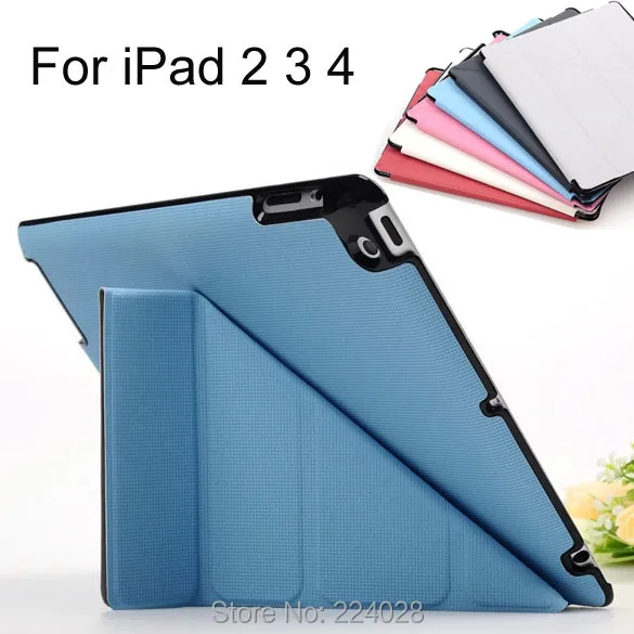4 Shapes For Apple iPad 4 3 2 Case PU Leather Smart Cover Smartcover for iPad2 iPad3 iPad4 with Stylus Pen as Gift