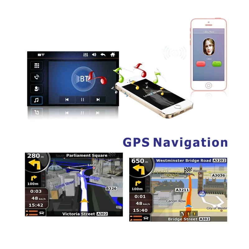 1DIN универсальное радио в тире 7 &quotавтомобильный стерео gps Bluetooth FM MP5 аудио плеер