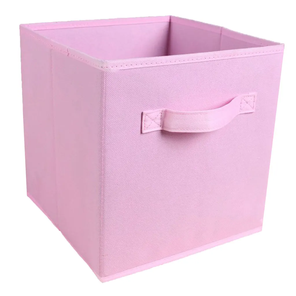 Pink Складной кубический контейнер для хранения мелочей, органайзер, корзина, тканевый ящик, органайзер, контейнер, коробка - Цвет: Pink