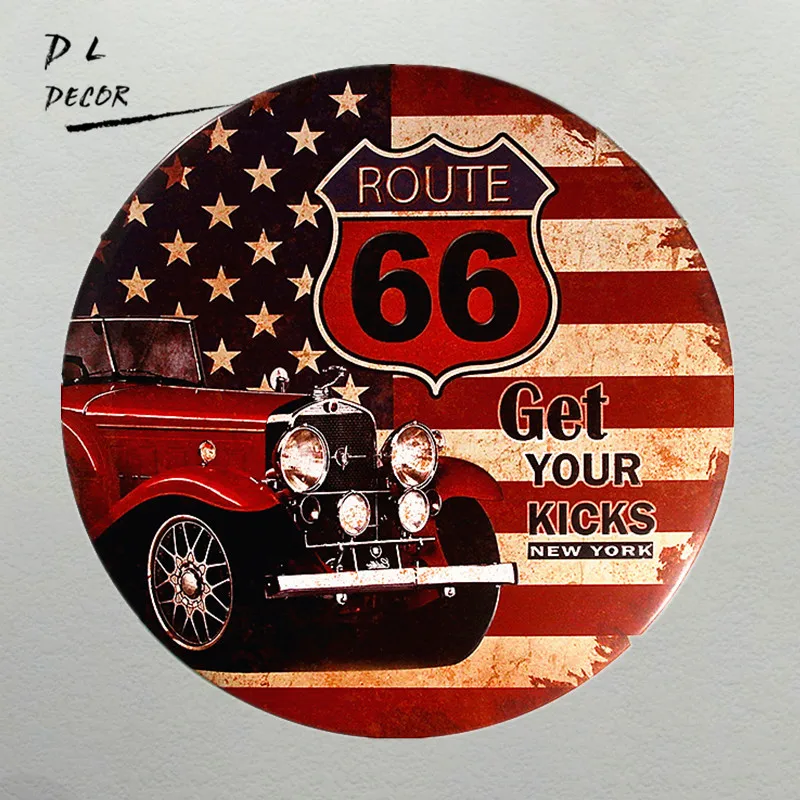 DL-получите ваши удары по маршруту 66-круглый логотип-коллекционный оловянный