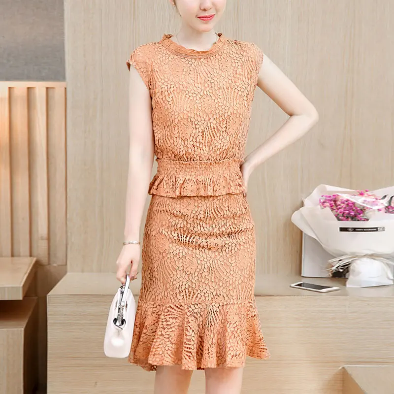 2 шт. Для женщин Элегантный комплект Безрукавки для + юбка укороченный топ без