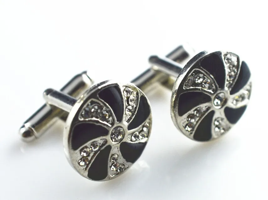 

Free shipping, Black round Cufflinks, Men's cuff links