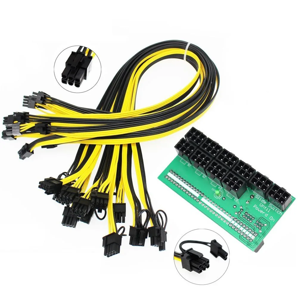 Адаптер блока питания для майнинга ETH ZEC 12 В GPU/PSU коммутационная плата 18AWG PCI E 6