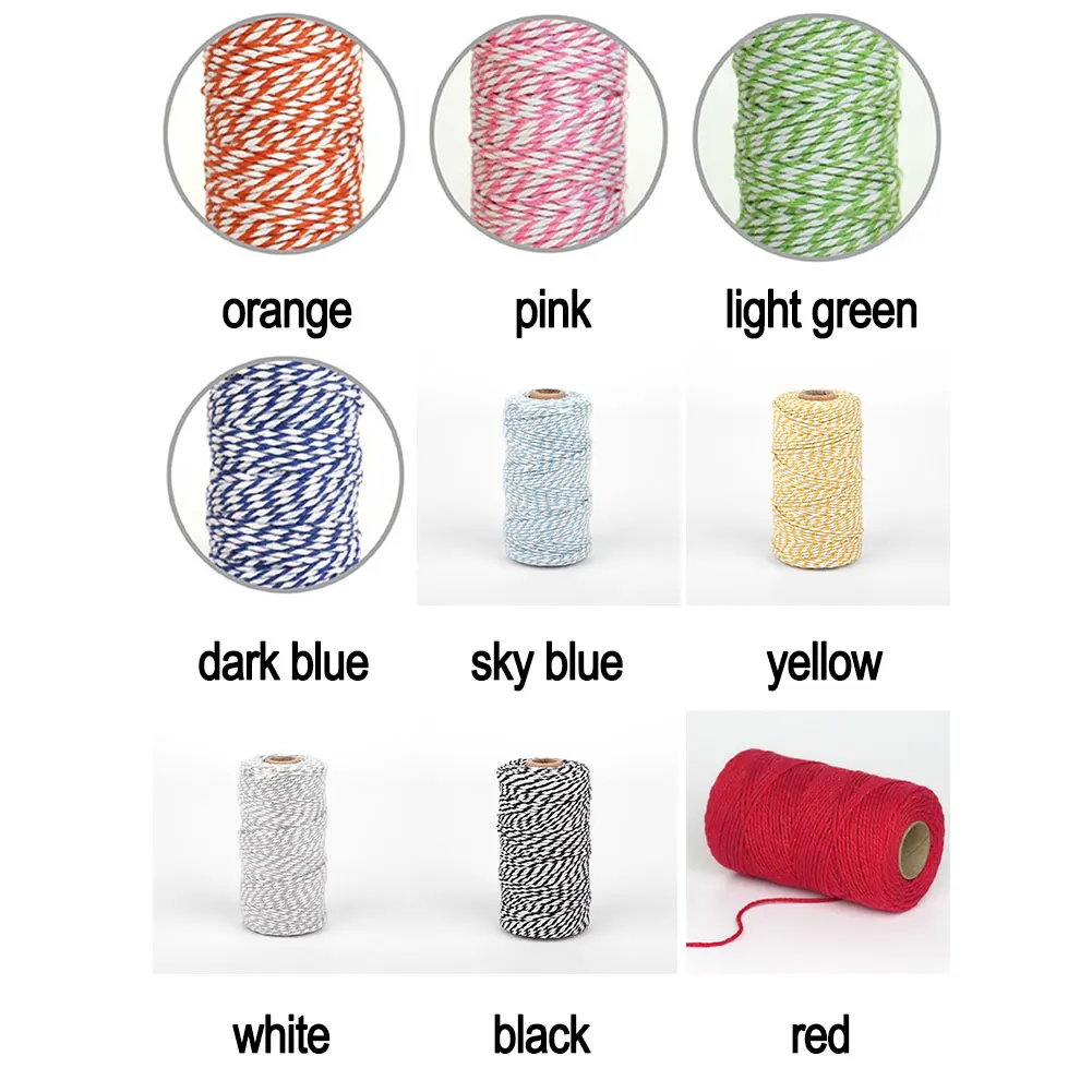 100 ярдов Хлопок пекарь цветные шпагат веревка ленты рождественское ручное