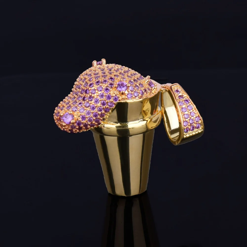 Мужское ожерелье с кулоном Lean Gold Cup, со льдом, стальная цепочка, золотой, серебряный цвет, кубический циркон, хип-хоп ювелирное изделие для подарка