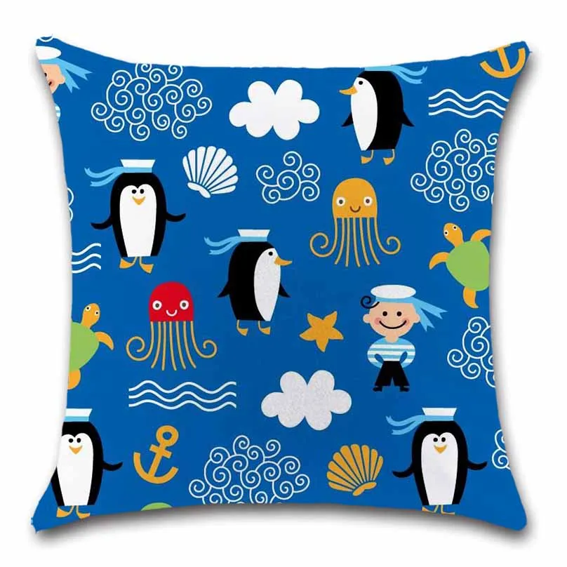 Якорная подушка в морском стиле &quotМорская&quot декоративная наволочка для дома