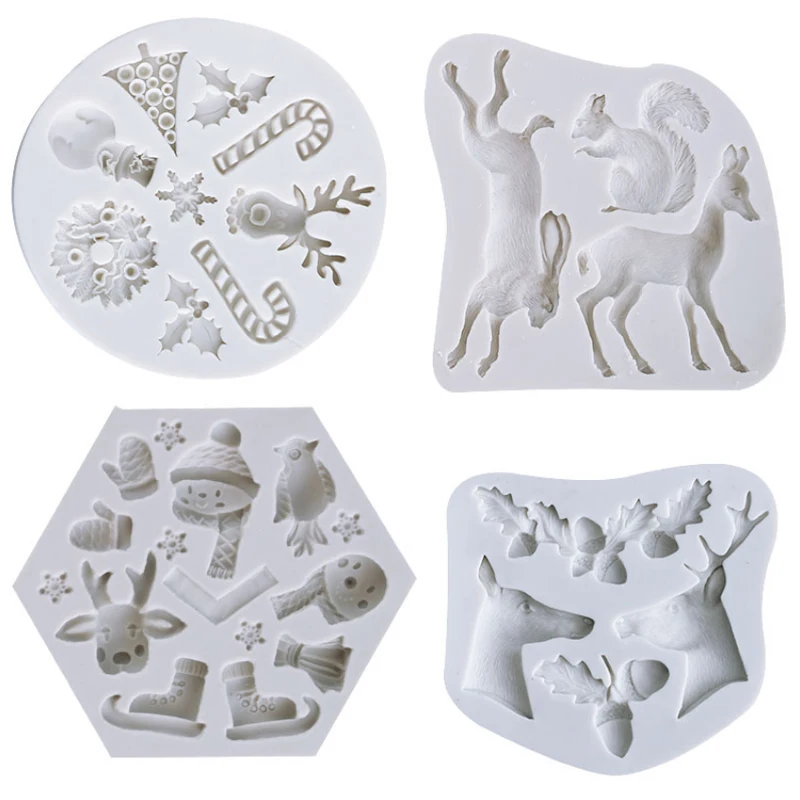 Рождественская серия силиконовая форма для помадки инструмент украшения тортов