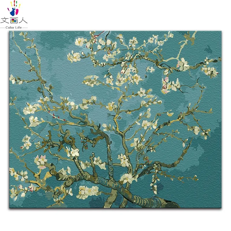 3259 Apricot flower Картина «сделай сам» по номерам картины Винсента Ван Гога «Звездная ночь» Абстрактные Художественные картины по номерам с рамкой - Цвет: 3259 Apricot flower