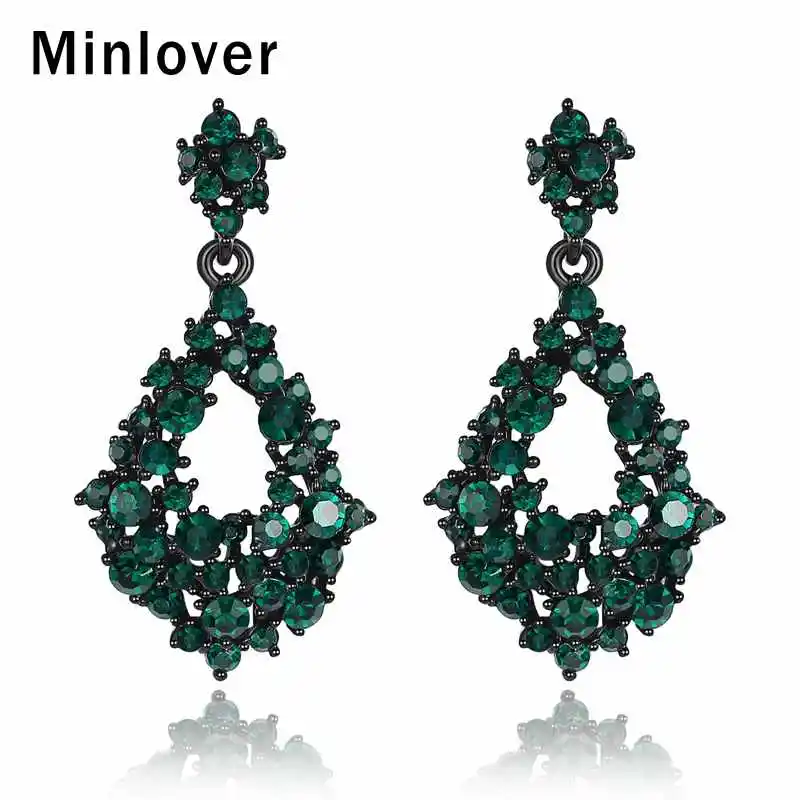 Массивные черные хрустальные висячие серьги Minlover для женщин европейские