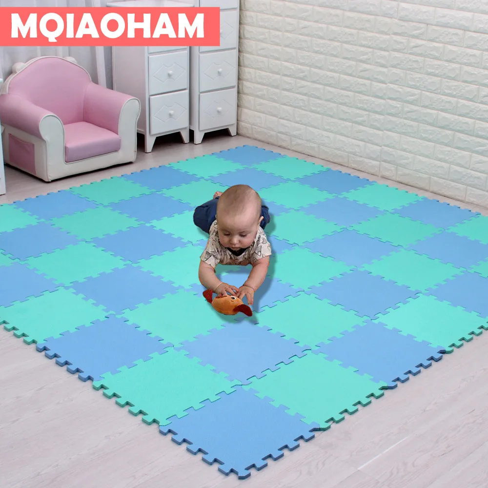 MQIAOHAM головоломка EVA пены материал играть коврик с ограждением для младенцев и детей Jigsaw Pad пол ребенка ползать головоломки коврики 29x29cmx0. 8 см