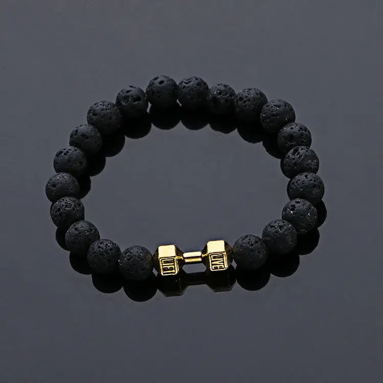 2017 унисекс черный вулканический камень браслет живой Лифт с гантелей