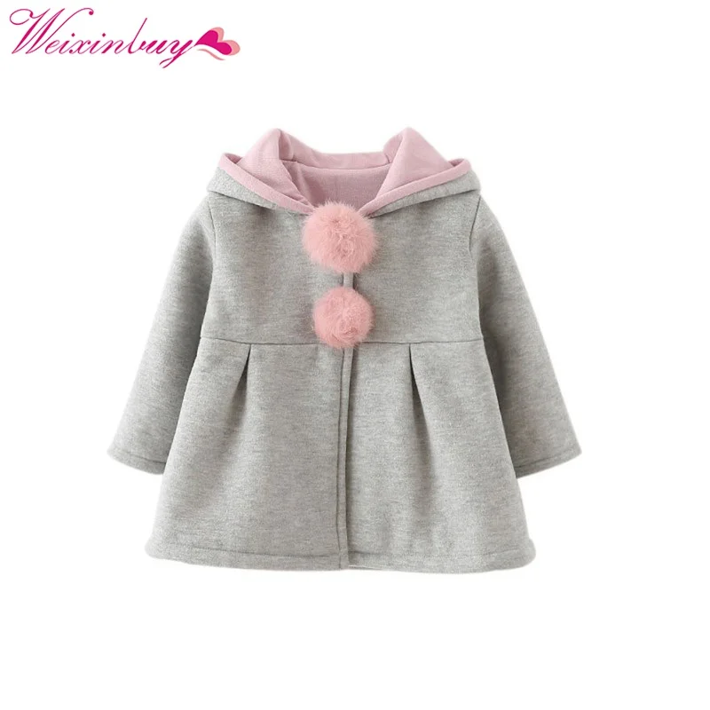 WEIXINBUY Rabbit Ear Hooded Girls Coat Spring Top Autumn Winter Warm Kids Jacket Outerwear Children Clothing Baby Tops | Детская одежда
